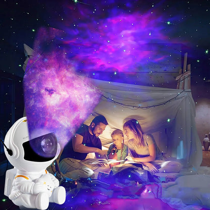 Žvaigždžių projektorius astronautas - naktinė lempa vaikams su pulteliu ir lazeriniu efektu