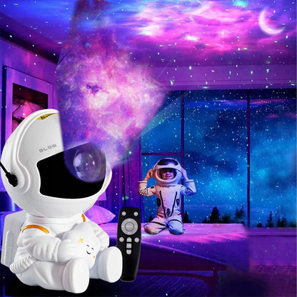 Žvaigždžių projektorius astronautas - naktinė lempa vaikams su pulteliu ir lazeriniu efektu