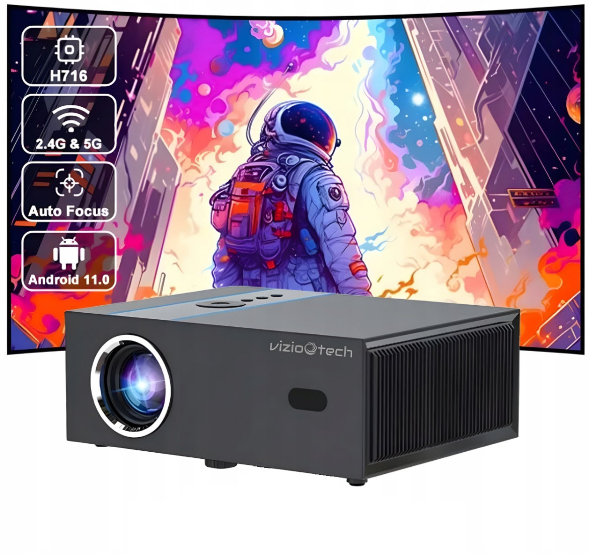 Projektorius ANDROID 11 12000lm FHD 4K Idėja Komunijai