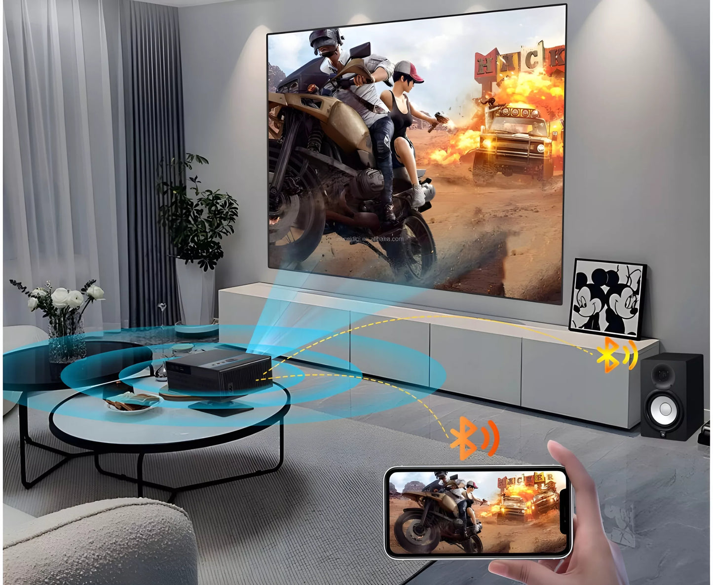 Projektorius ANDROID 11 12000lm FHD 4K Idėja Komunijai