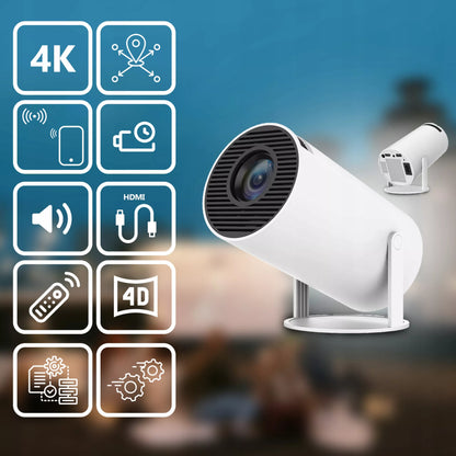 Nešiojamas projektorius – WiFi, Android, sukamas, Smart 4K, garsiakalbis, Bluetooth