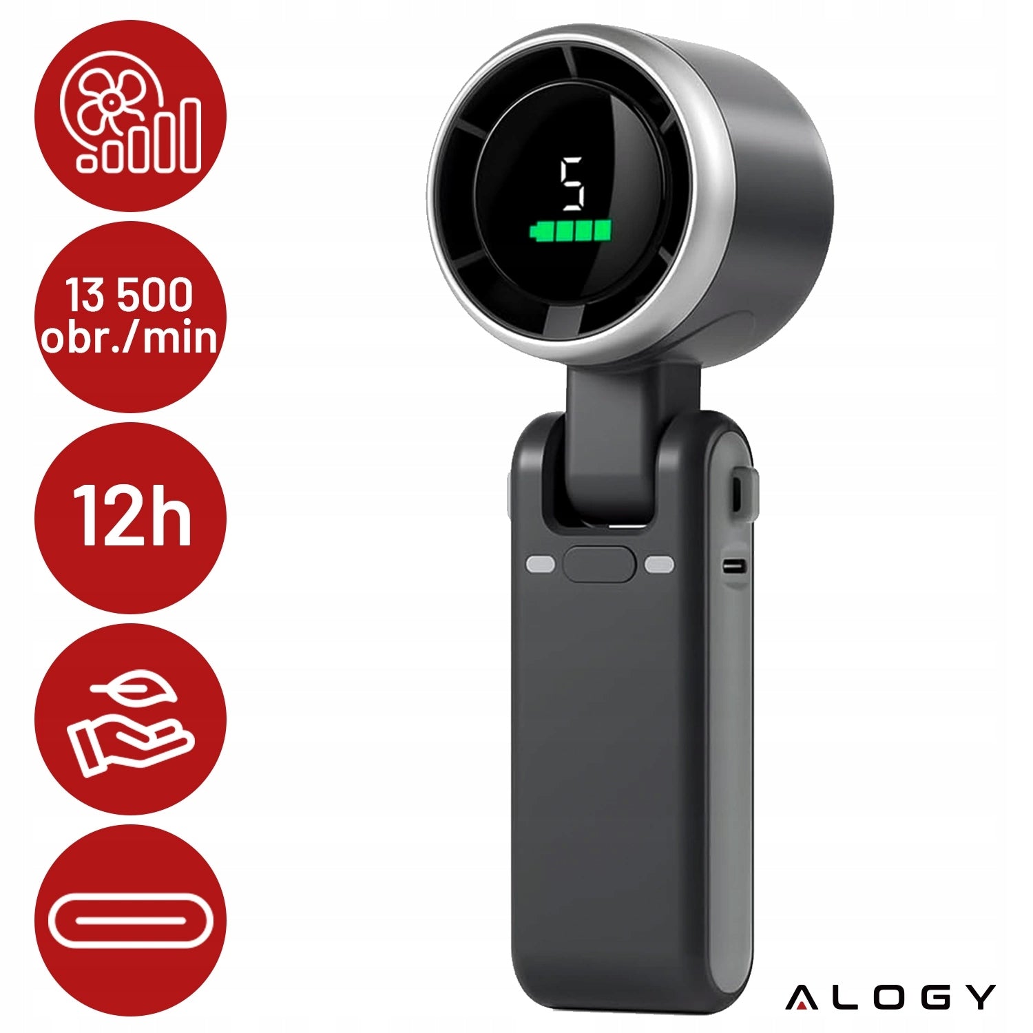 Nešiojamas mini ventiliatorius, tylus stalo ventiliatorius, rankinis, 3600mAh, 5 režimai