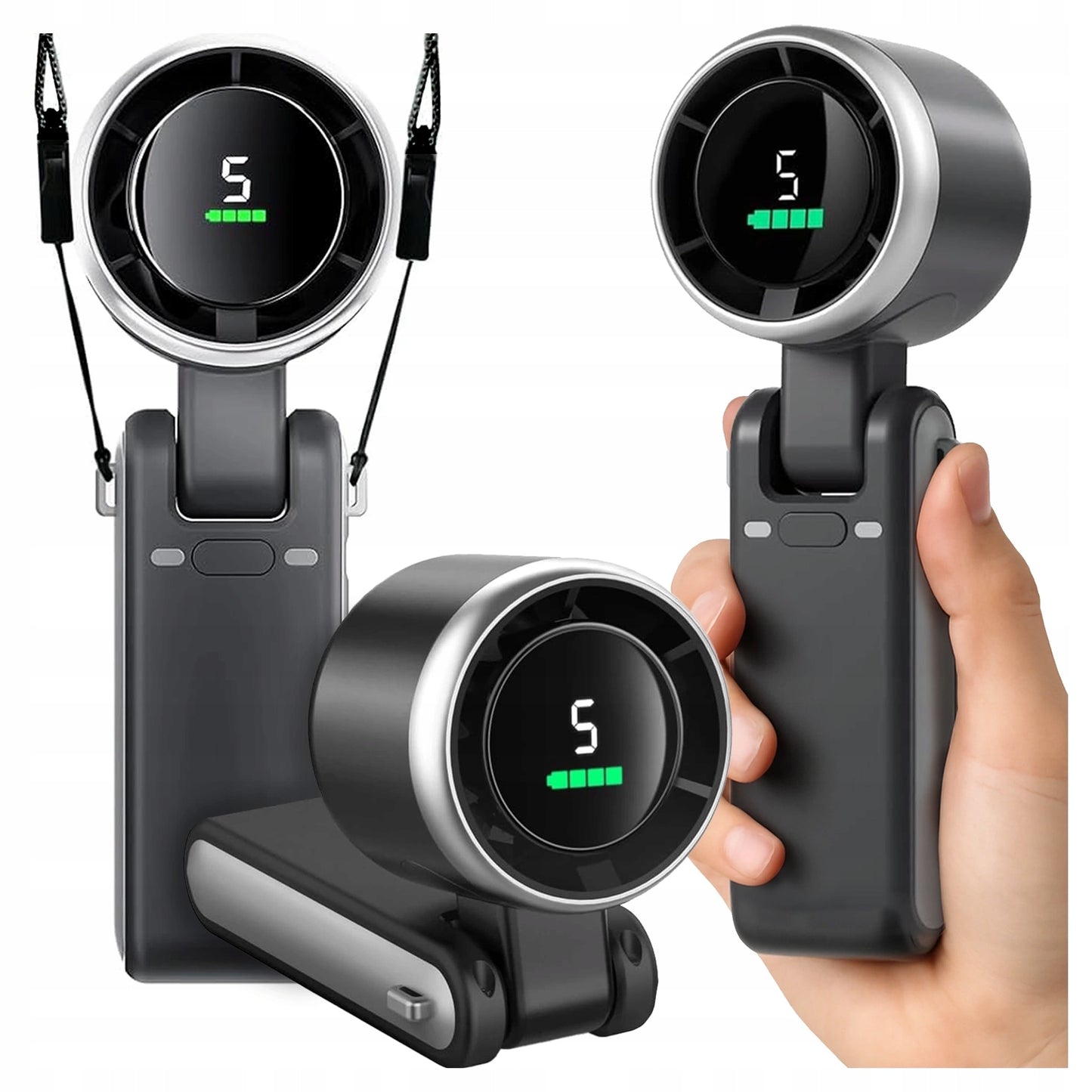 Nešiojamas mini ventiliatorius, tylus stalo ventiliatorius, rankinis, 3600mAh, 5 režimai