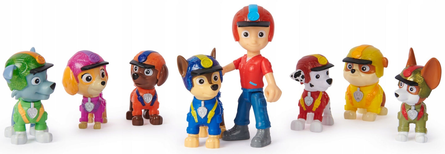 PAW PATROL Džiunglių šuniukų rinkinys iš 8 figūrėlių Ryderis + judantys šuneliai