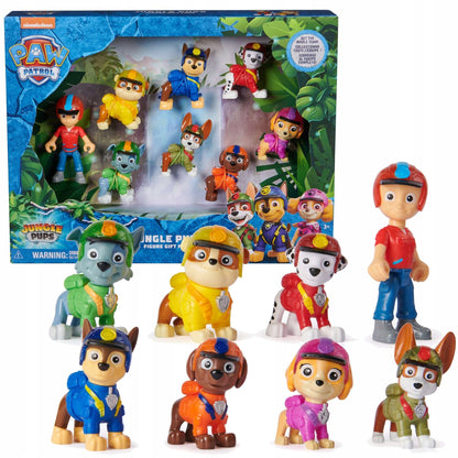PAW PATROL Džiunglių šuniukų rinkinys iš 8 figūrėlių Ryderis + judantys šuneliai
