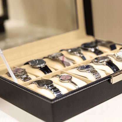 Elegantiška talpi dėžutė-organizatorius laikrodžiams, 12 vnt.