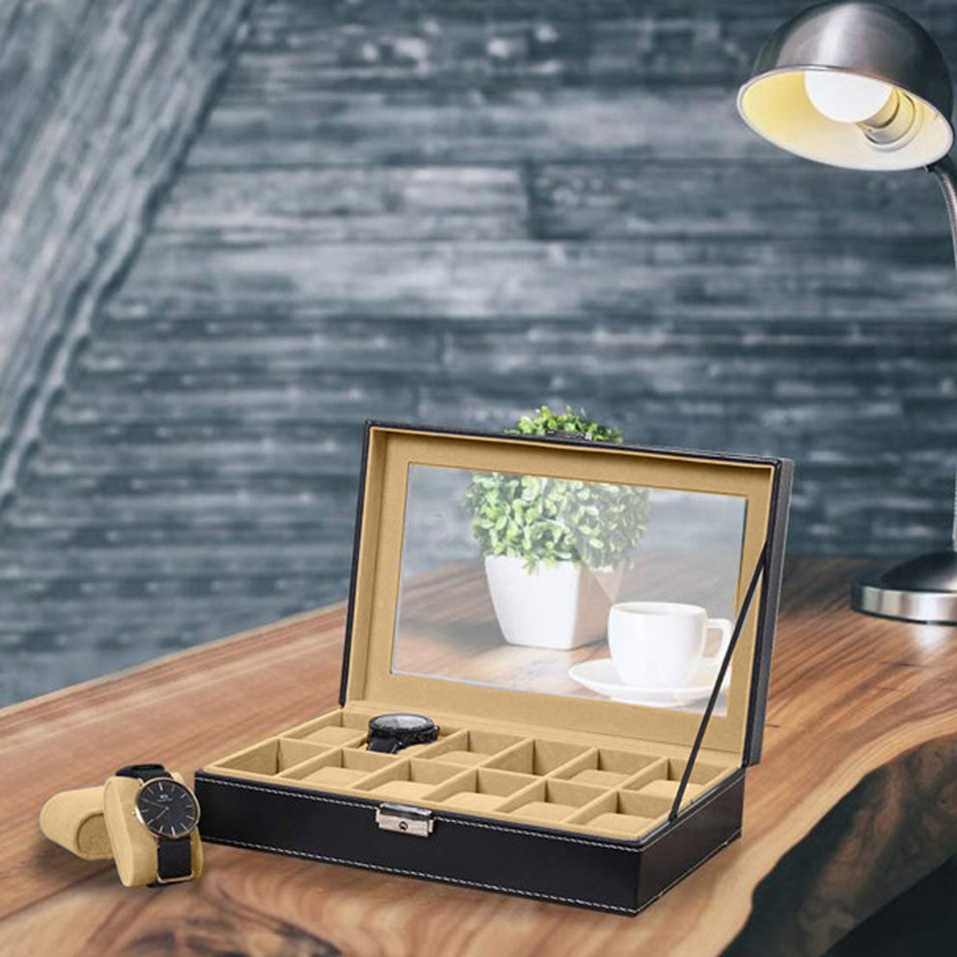 Elegantiška talpi dėžutė-organizatorius laikrodžiams, 12 vnt.