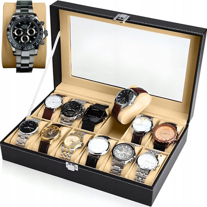 Elegantiška talpi dėžutė-organizatorius laikrodžiams, 12 vnt.