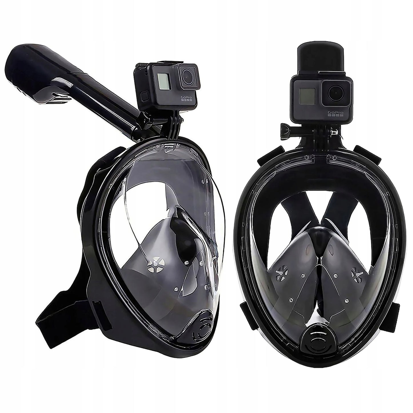 Viso veido nardymo kaukė su kvėpavimo vamzdeliu ir GoPro HERO 13 12 11 10 9 laikikliu