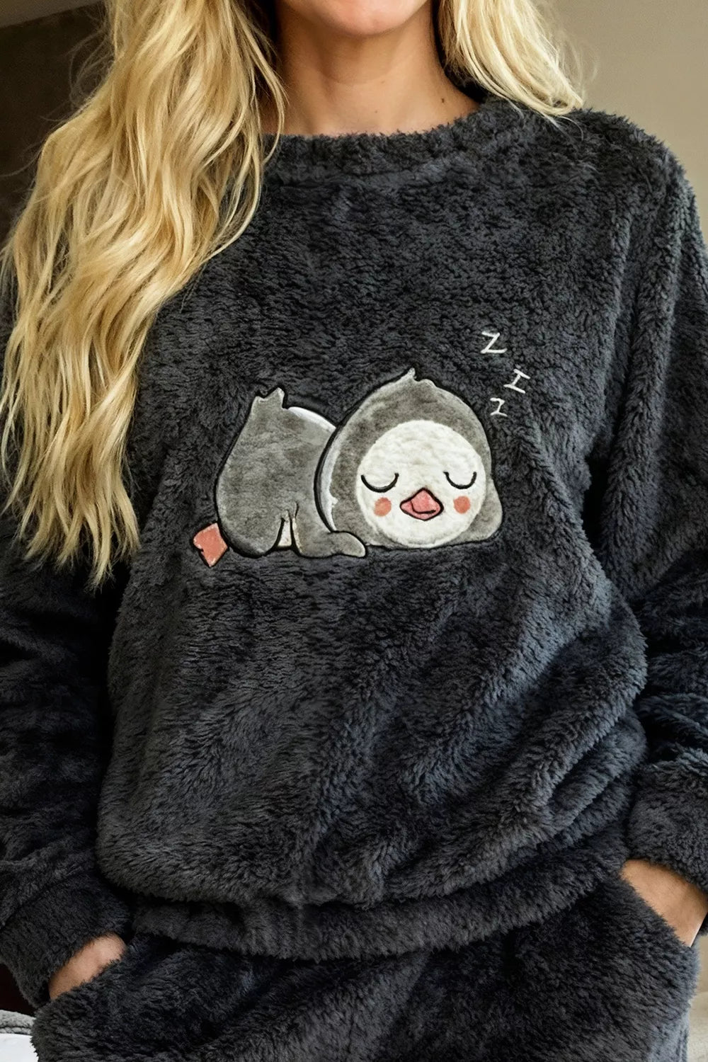 Moteriška dviejų dalių pižama „Pingvinas“, šilta, M