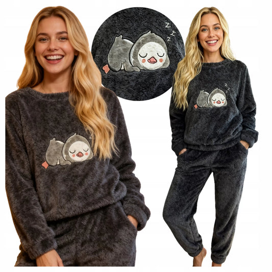 Moteriška dviejų dalių pižama „Pingvinas“, šilta, M