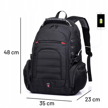 BANGE kuprinė nešiojamam kompiuteriui 15" miesto, jaunimo, atspari vandeniui, su USB, juoda, DIDELĖ