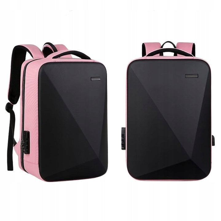 Verslo kuprinė su korpusu nešiojamam kompiuteriui, apsauganti nuo vagysčių, rožinė, standi