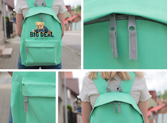 Mėtų spalvos mokyklinė kuprinė „Curious Cat“