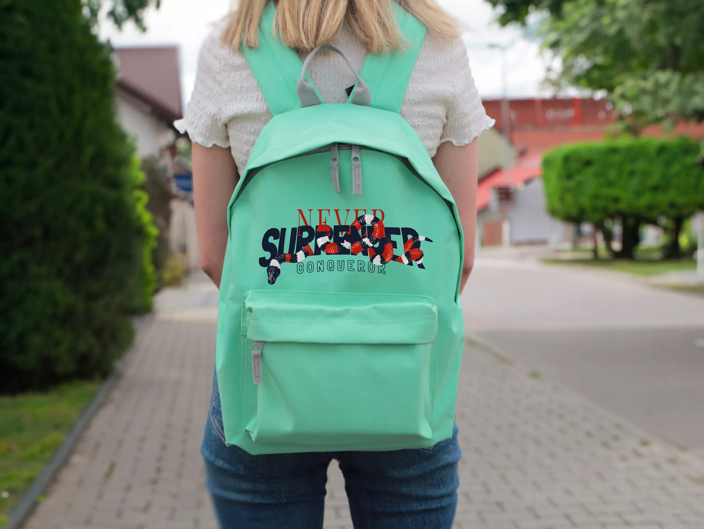 Mėtų spalvos mokyklinė kuprinė MOTIVATION jaunimui stilinga madinga