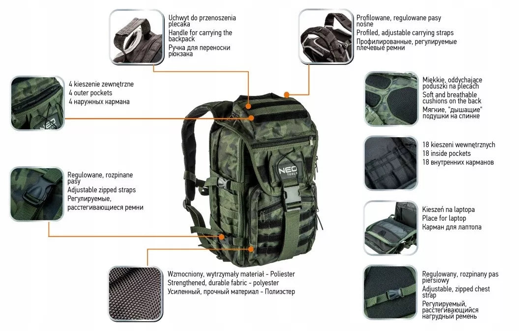 Taktinė kuprinė, 20-40 l, žalia