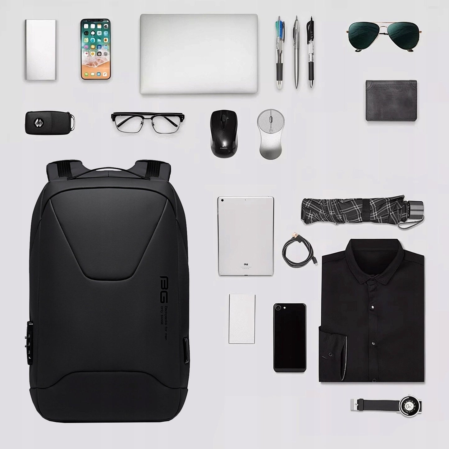 Kelioninis kuprinė moterims, vyrams, lėktuvui, lengvas bagažas, USB lizdas su užraktu