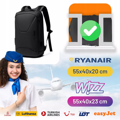 Kelionė kuprinė moterims, vyrams, lėktuvui, lengvas bagažas, USB