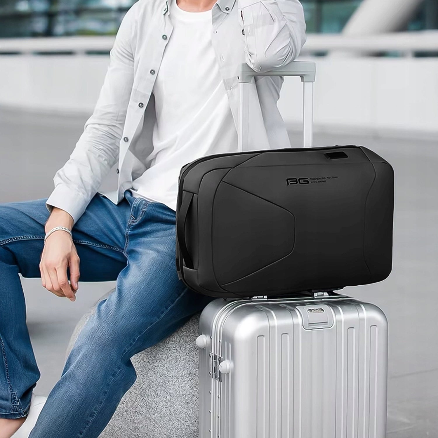 Kelioninis kuprinė moterims, vyrams, lėktuvui, lengvas bagažas, USB lizdas su užraktu