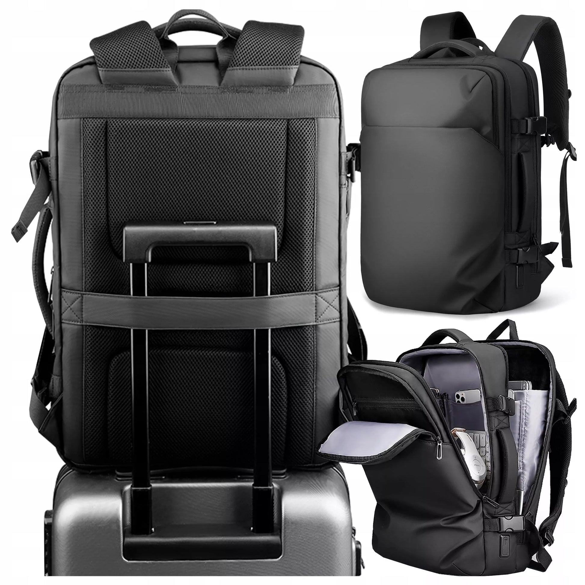 Kelioninė kuprinė nešiojamam kompiuteriui 17.3" USB, vandeniui atspari, talpi 28L