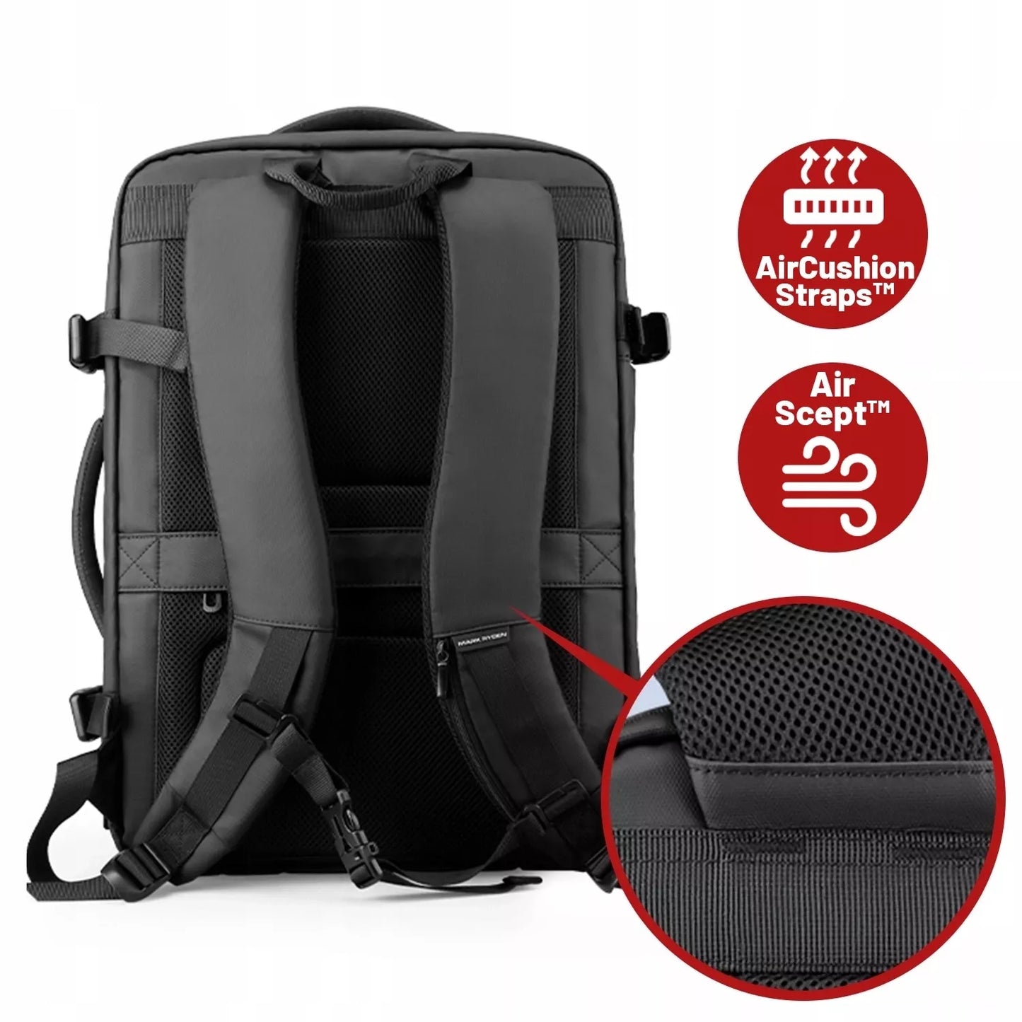 Kelioninė kuprinė nešiojamam kompiuteriui 17.3" USB, vandeniui atspari, talpi 28L
