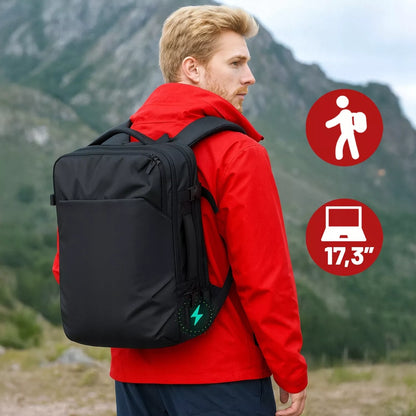 Kelioninė kuprinė nešiojamam kompiuteriui 17.3" USB, vandeniui atspari, talpi 28L