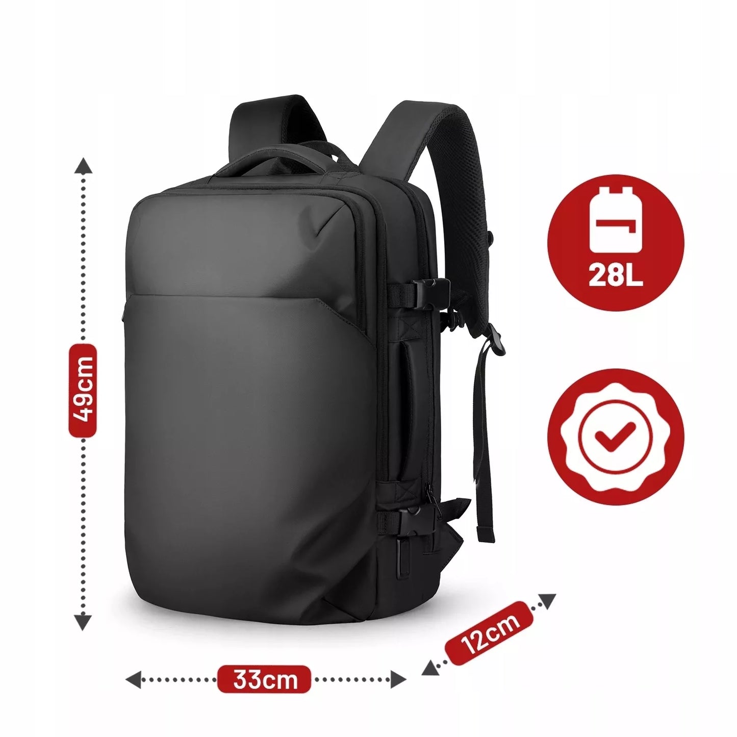 Kelioninė kuprinė nešiojamam kompiuteriui 17.3" USB, vandeniui atspari, talpi 28L