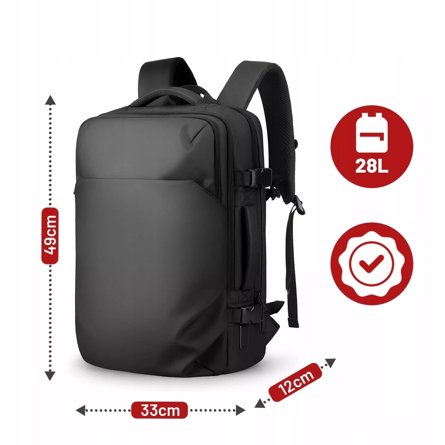 Kelioninė kuprinė nešiojamam kompiuteriui 17.3" USB, vandeniui atspari, talpi 28L
