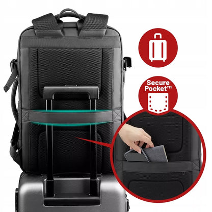 Kelioninė kuprinė nešiojamam kompiuteriui 17.3" USB, vandeniui atspari, talpi 28L