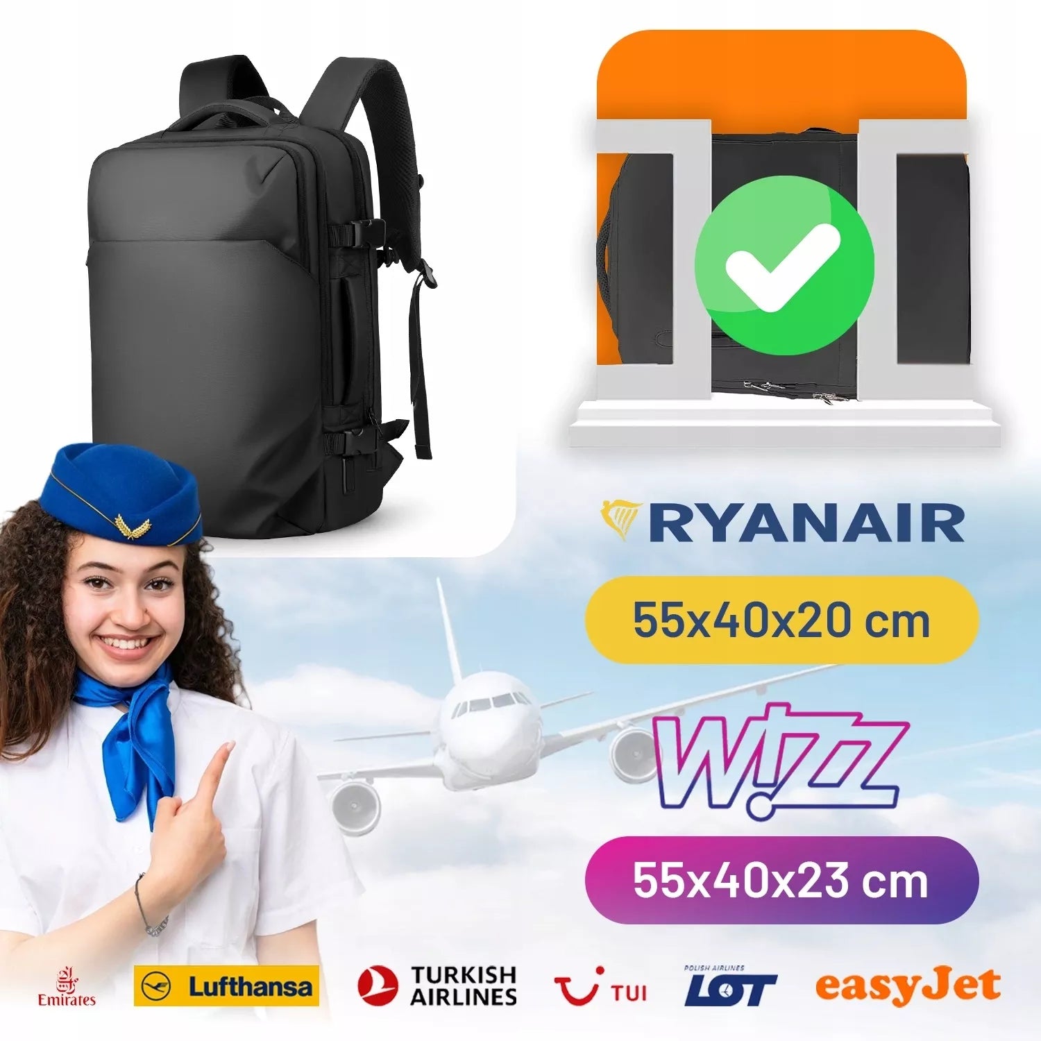Kelioninė kuprinė nešiojamam kompiuteriui 17.3" USB, vandeniui atspari, talpi 28L