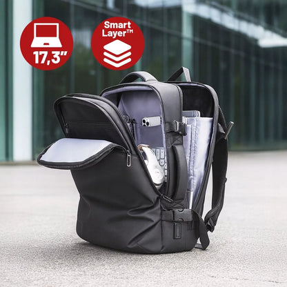 Kelioninė kuprinė nešiojamam kompiuteriui 17.3" USB, vandeniui atspari, talpi 28L