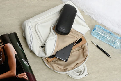 Elegantiška itališka odinė moteriška kuprinė, premium klasės, talpi, A4