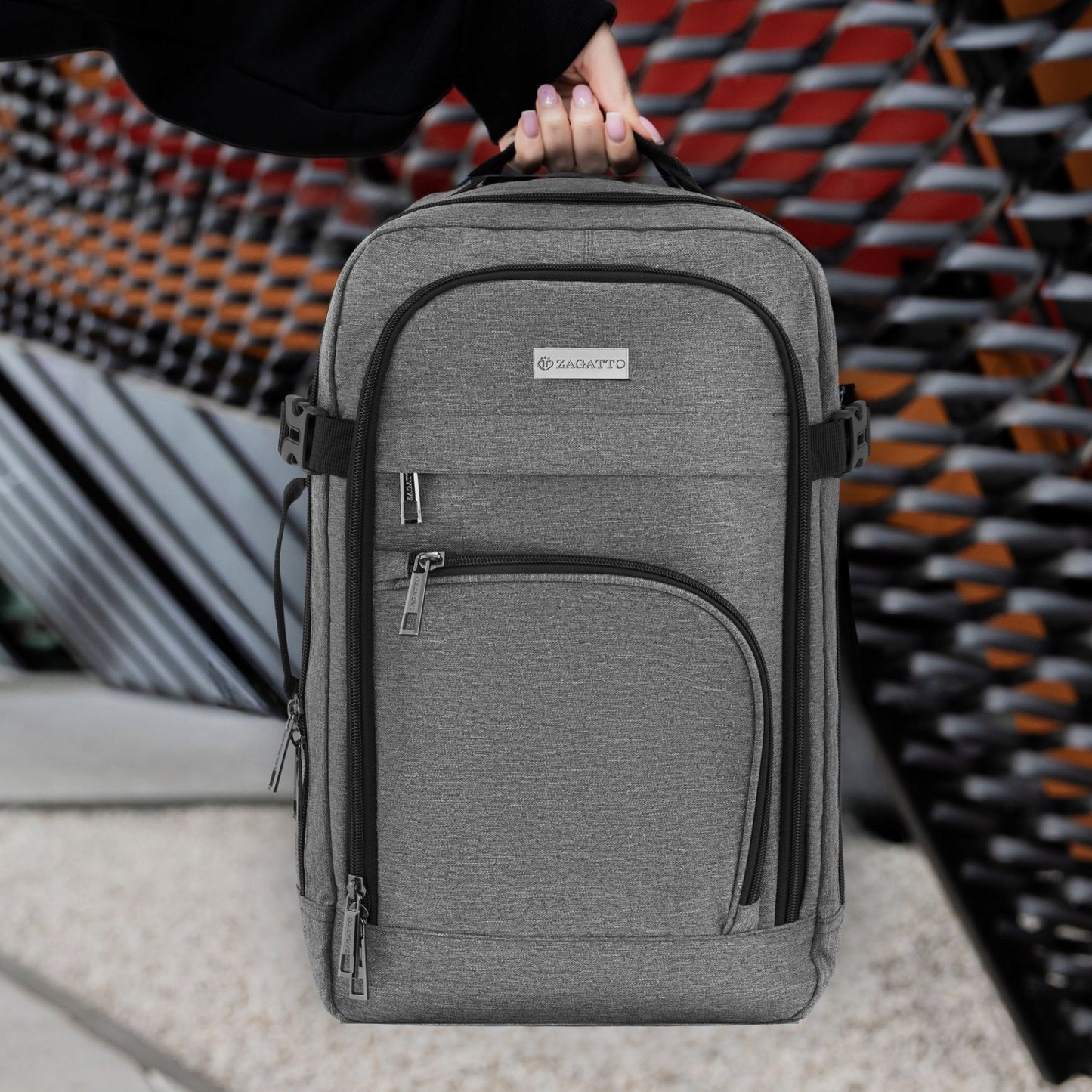 Kelioninė kuprinė 40x20x25 rankiniam bagažui į lėktuvą ZAGATTO pilka