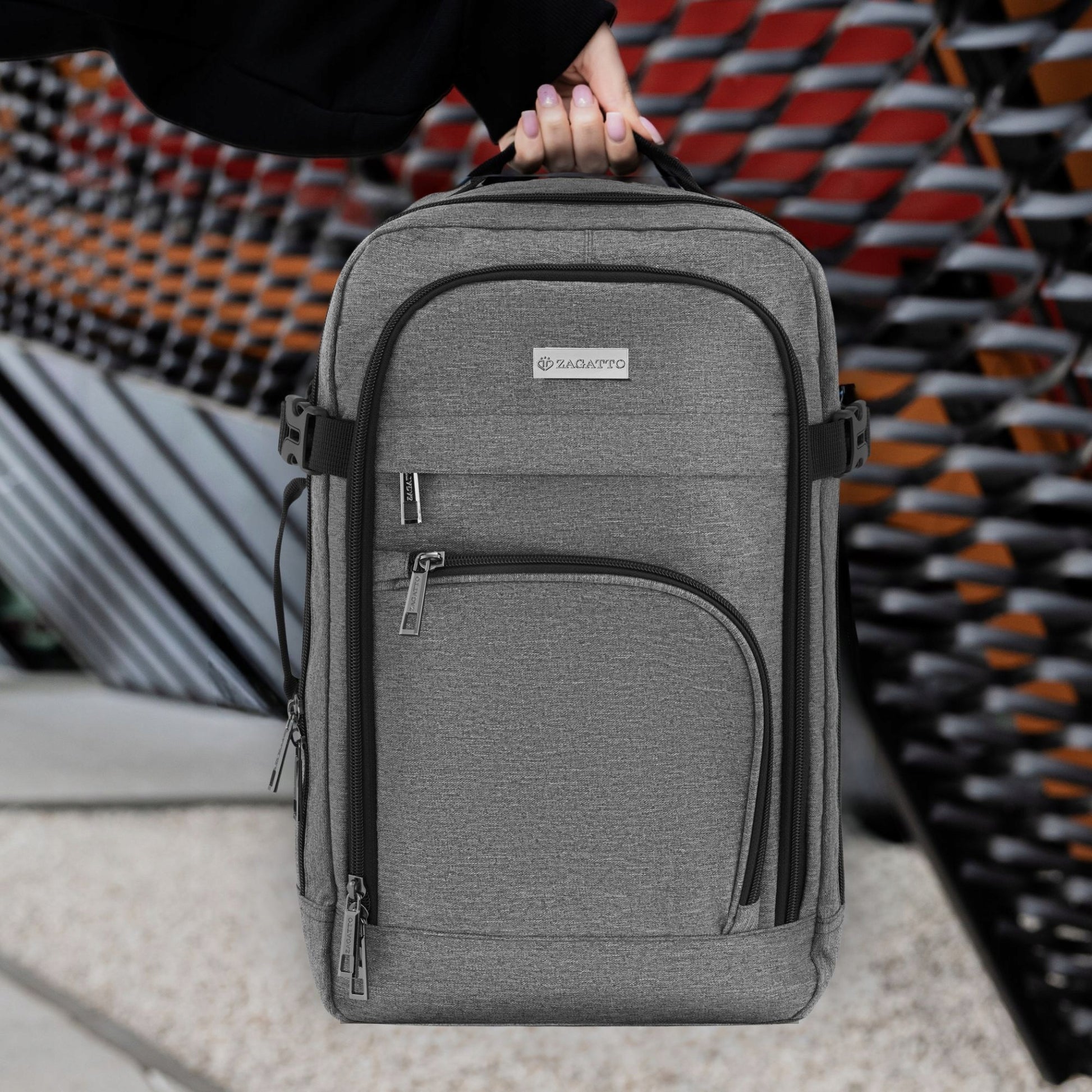 Kelioninė kuprinė 40x20x25 rankiniam bagažui į lėktuvą ZAGATTO pilka