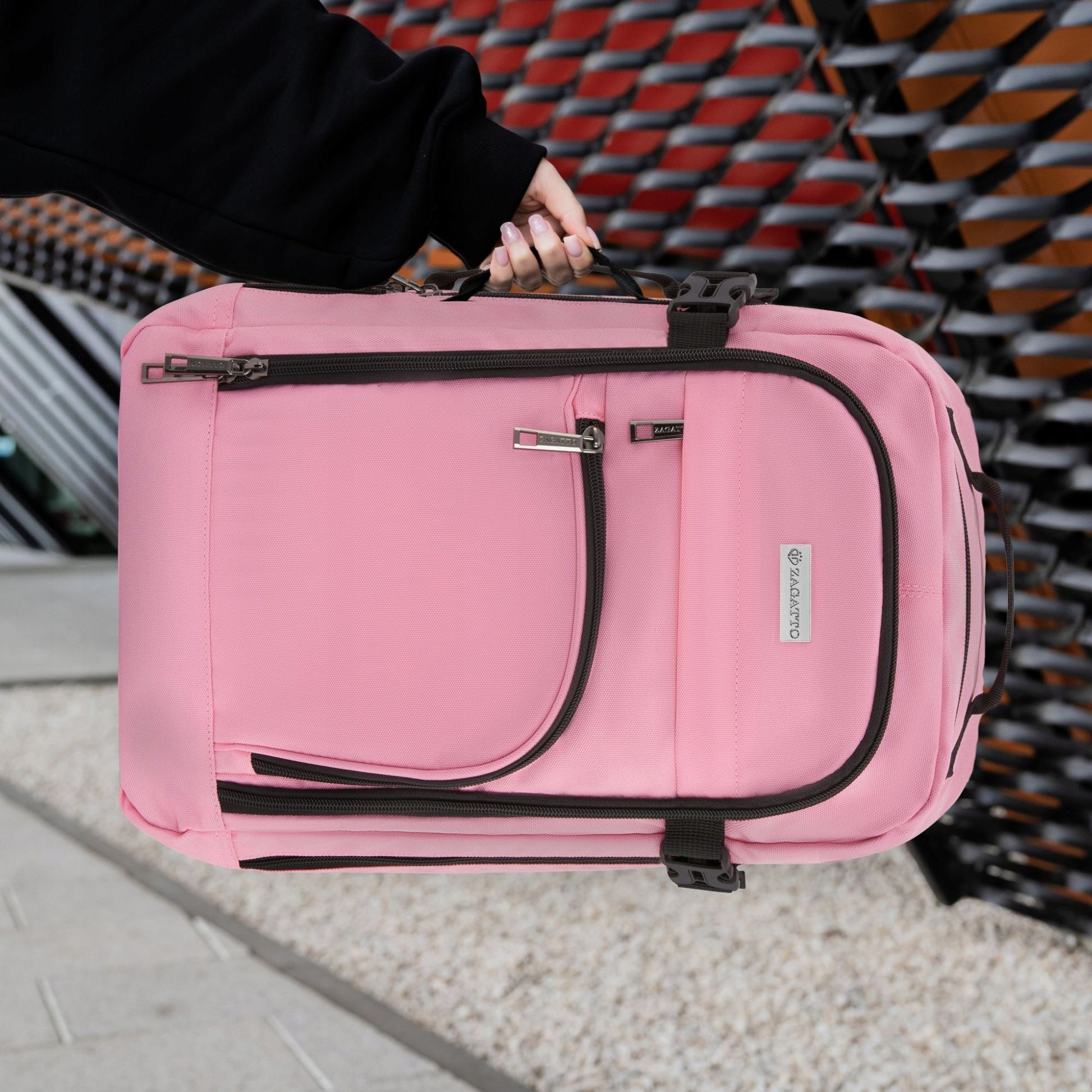 Kelioninė kuprinė 40x20x25 į lėktuvą, lengvas rankinis bagažas, rožinė ZAGATTO