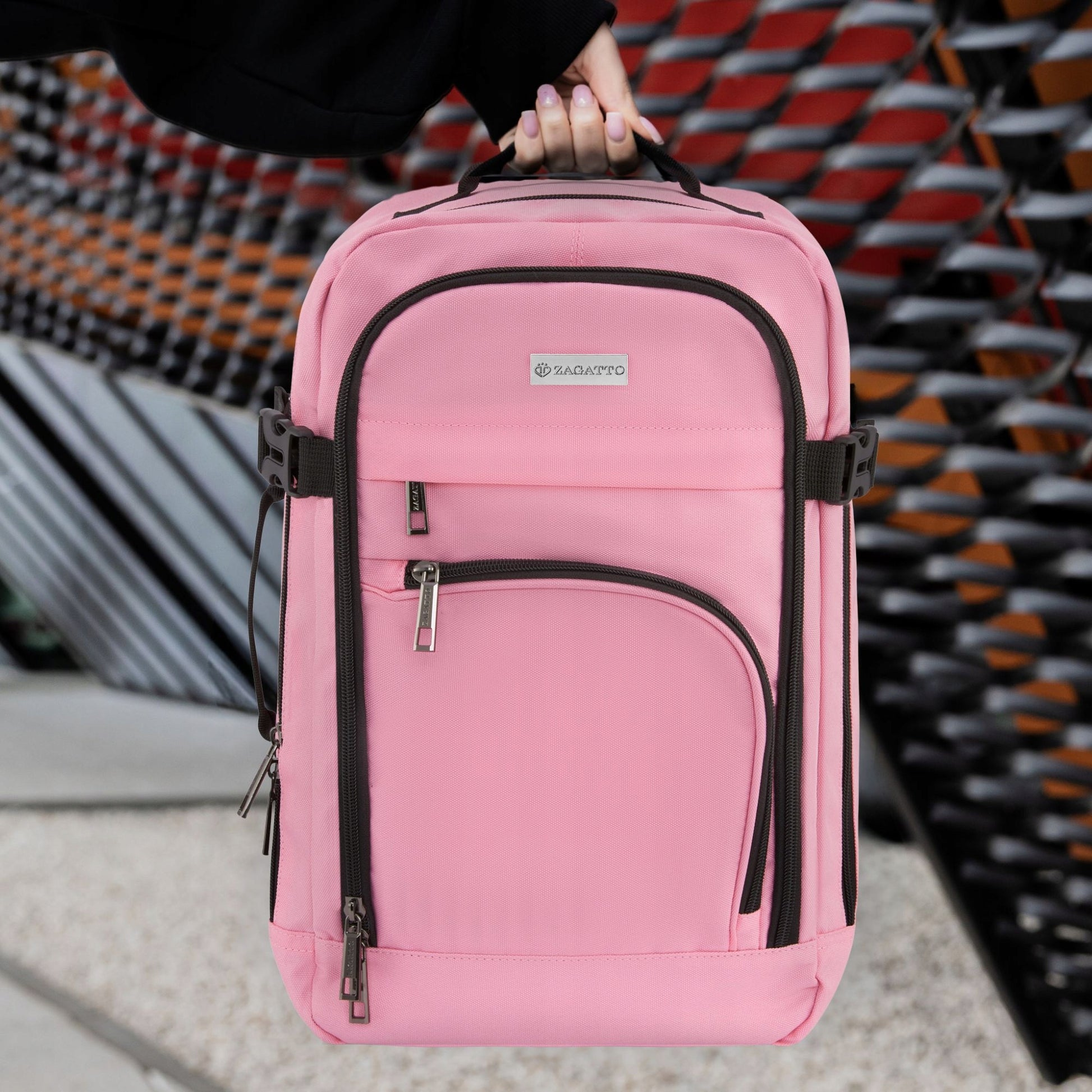 Kelioninė kuprinė 40x20x25 į lėktuvą, lengvas rankinis bagažas, rožinė ZAGATTO