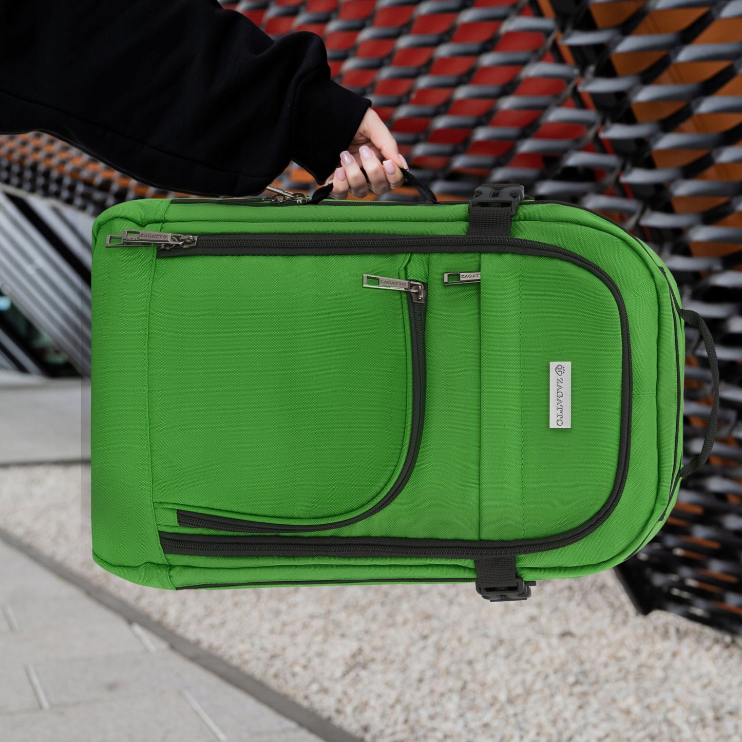 Kelioninė kuprinė 40x20x25 skraidymui, lengvas rankinis bagažas, žalia ZAGATTO