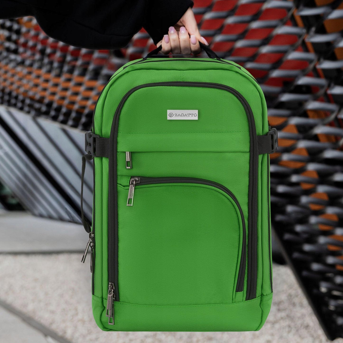 Kelioninė kuprinė 40x20x25 skraidymui, lengvas rankinis bagažas, žalia ZAGATTO