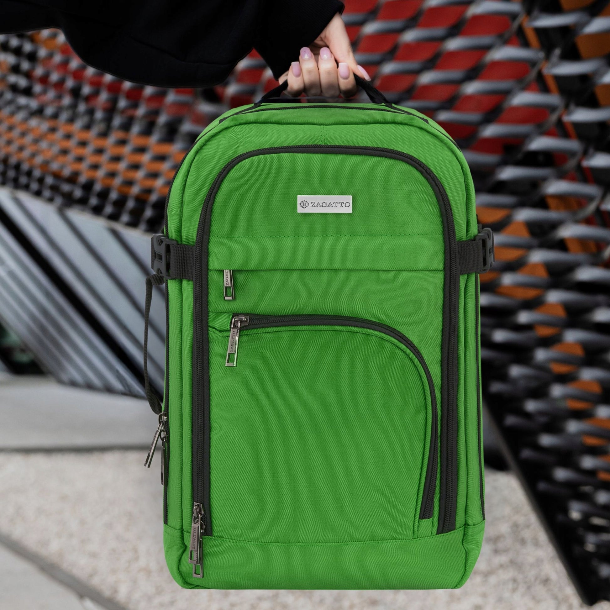 Kelioninė kuprinė 40x20x25 skraidymui, lengvas rankinis bagažas, žalia ZAGATTO