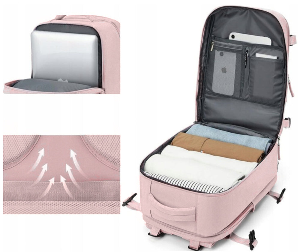 Kelioninė kuprinė 40x25x20 vandeniui atspari USB KABININIS BAGAŽAS RYANAIR WIZZAIR