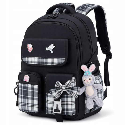 Mokyklos kuprinė mergaitėms K&M KRATKA juoda A4 15” su priedais D071