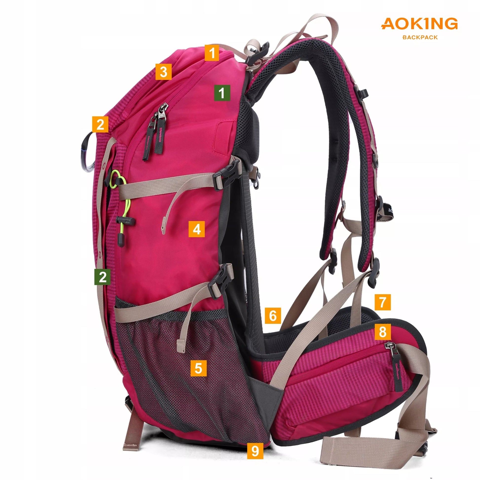 Moteriška turistinė kuprinė Aoking Nature Nomad II 35L rožinė su ventiliacija