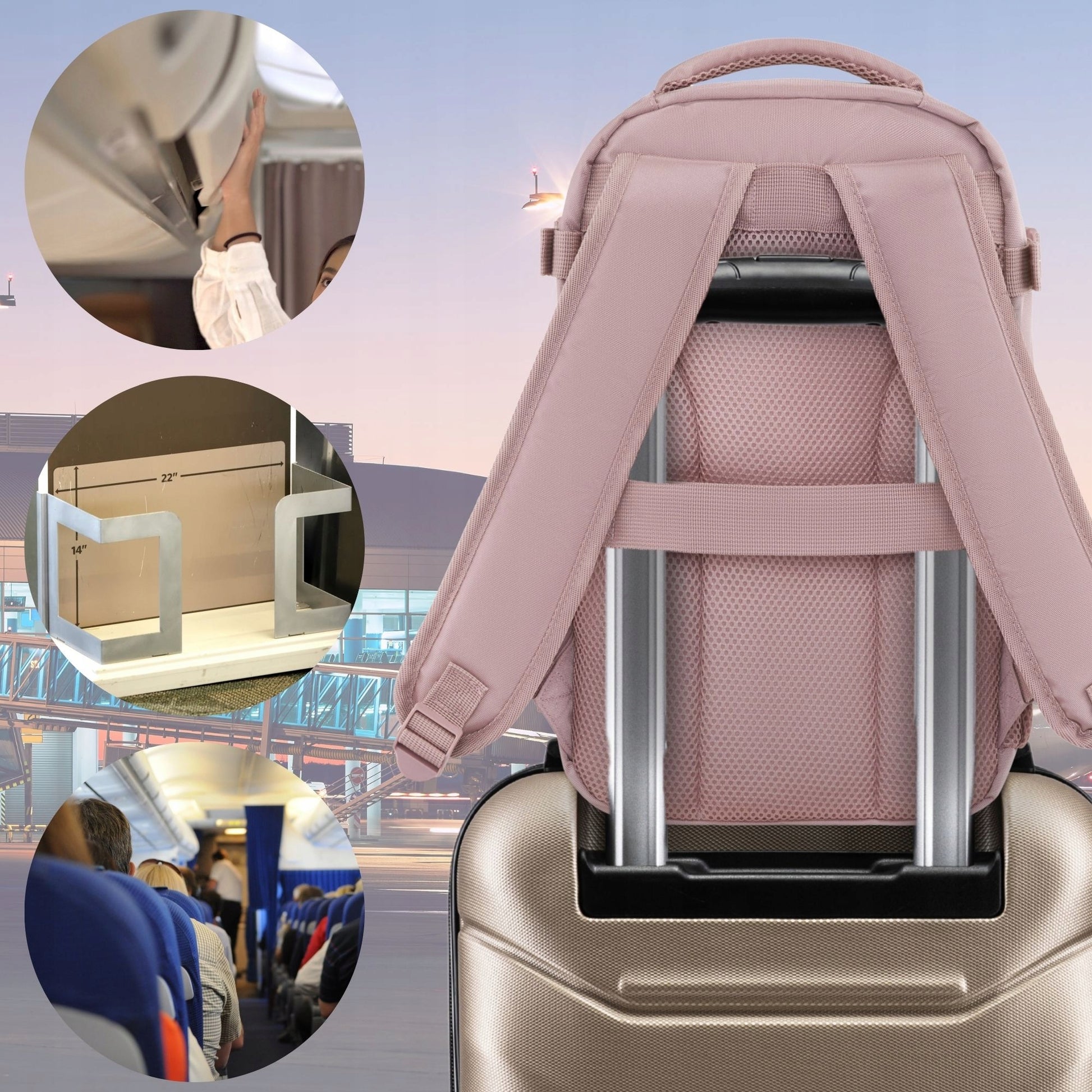 Moteriška kelioninė kuprinė lėktuvui 40x20x25