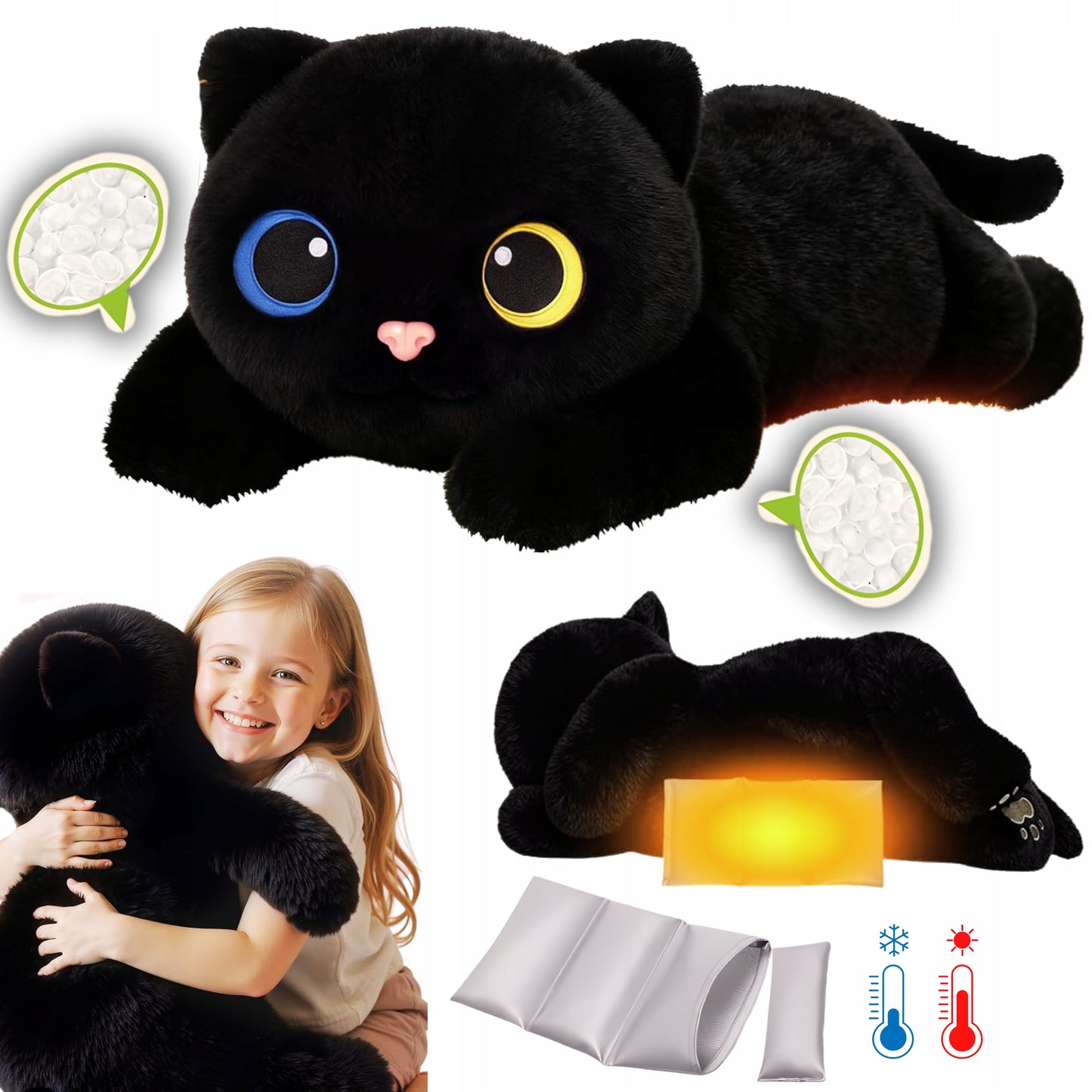 Svorio pliušinis žaisliukas Termoforas Didelis XXL Žaislas ADHD Autizmas Katė Kačiukas Vaikai