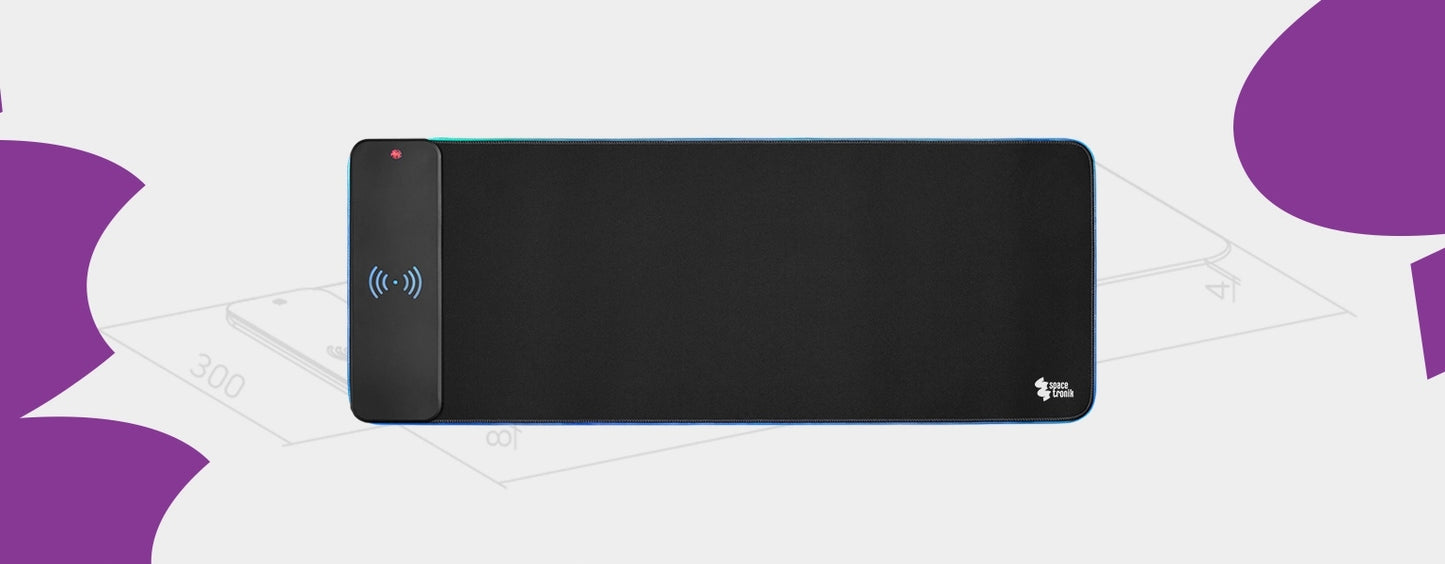 Šviečiantis RGB Žaidimų pelės kilimėlis XL 80x30 + QI įkroviklis