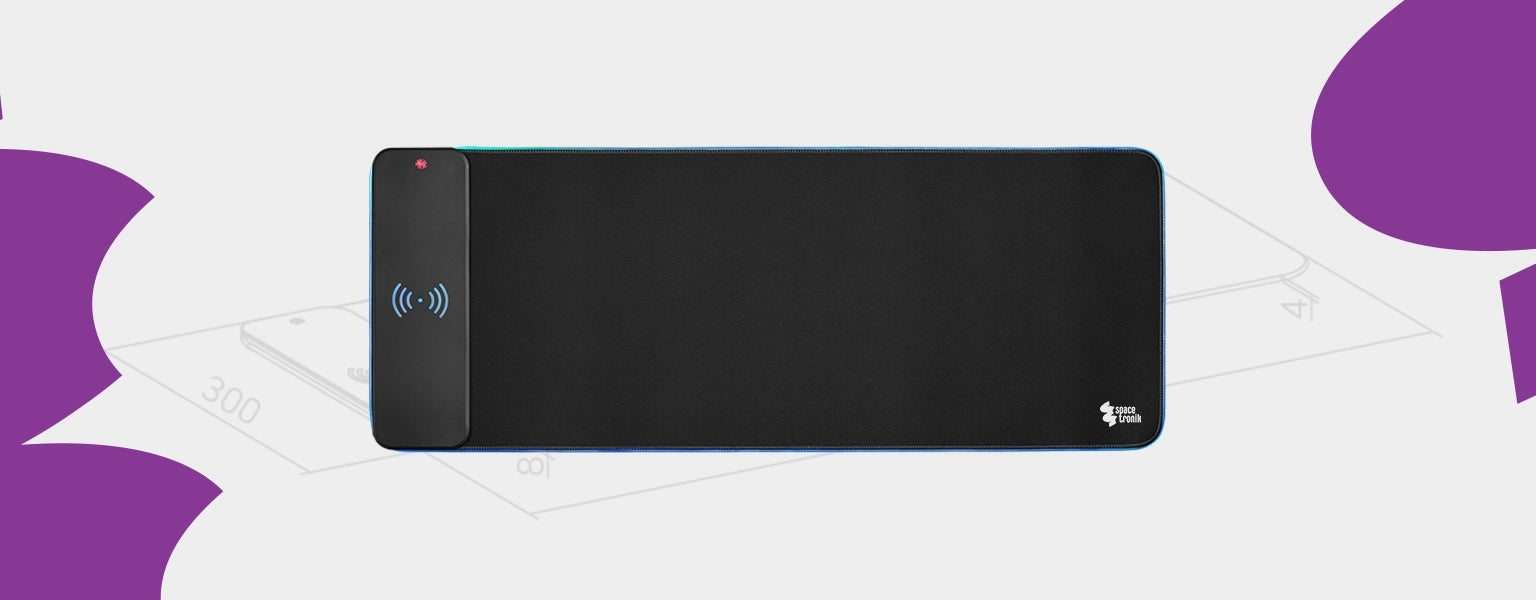 Šviečiantis RGB Žaidimų pelės kilimėlis XL 80x30 + QI įkroviklis