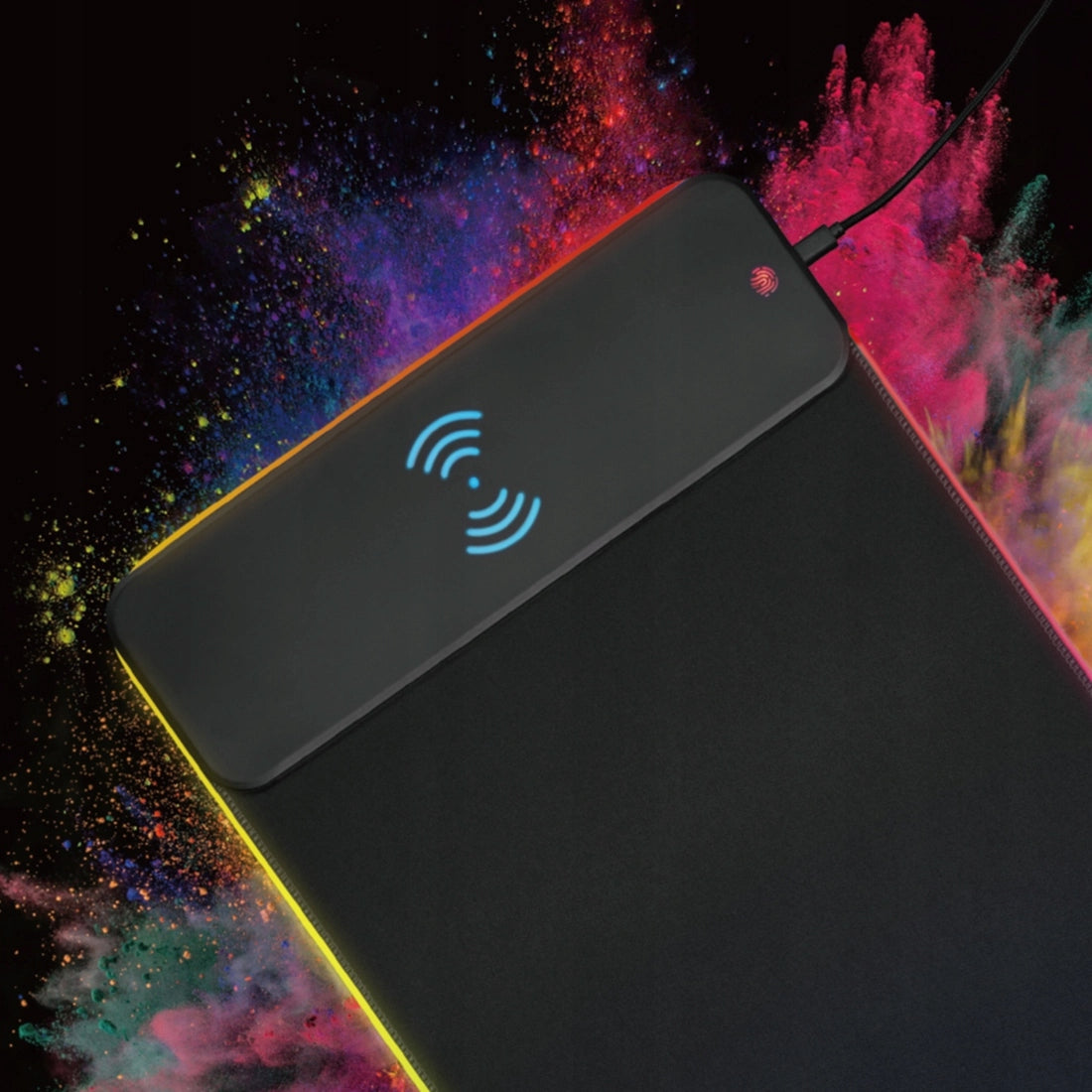 Šviečiantis RGB Žaidimų pelės kilimėlis XL 80x30 + QI įkroviklis