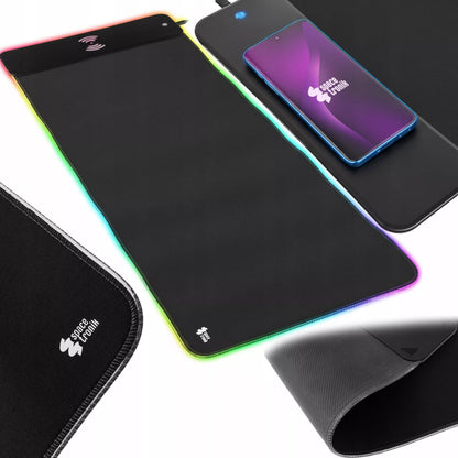 Šviečiantis RGB Žaidimų pelės kilimėlis XL 80x30 + QI įkroviklis