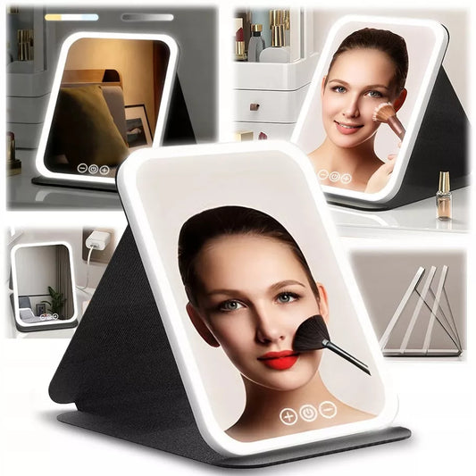 Apšviestas LED veidrodėlis kosmetikai, USB, makiažui