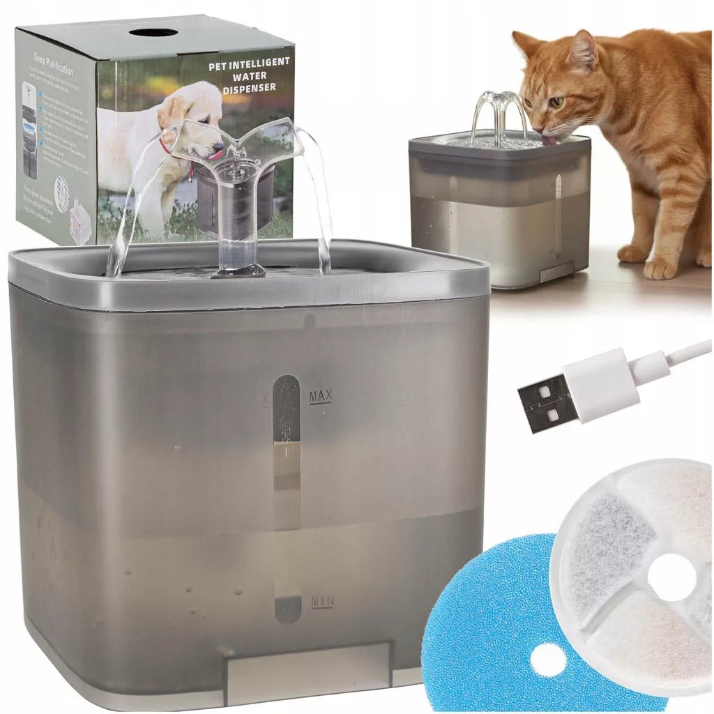 Automatinis girdyklės fontanas šuniui, katei, gyvūnams, USB 2l filtras